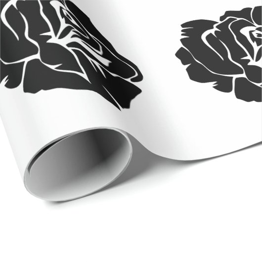 Minimal Black and White Rose Pattern Cadeaupapier (Rol Hoek)
