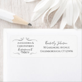 Minimal Black and White Script Engagement Party Etiket