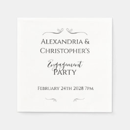 Minimal Black and White Script Engagement Party Servet