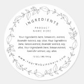 Minimal Black and White Wreath Ingredients Label (Voorkant)