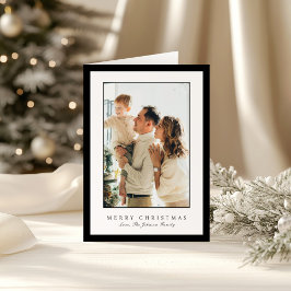 Minimal Black Border Photo Elegant Christmas Feestdagen Kaart