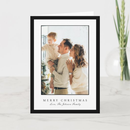 Minimal Black Border Photo Elegant Christmas Feestdagen Kaart (Voorkant)