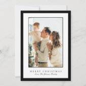 Minimal Black Border Photo Elegant Christmas Feestdagenkaart (Voorkant)