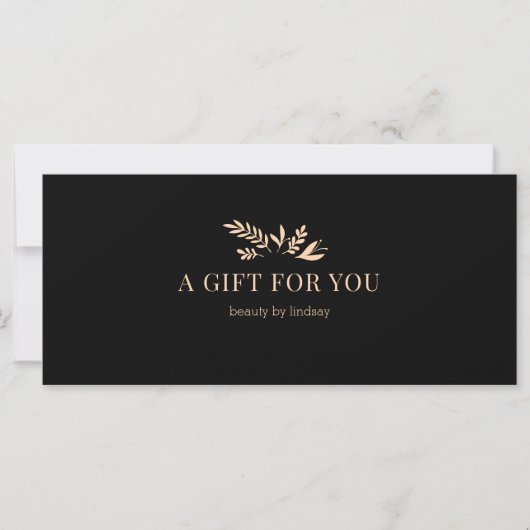 Minimal Black Botanical Business Gift Certificates (Voorkant)