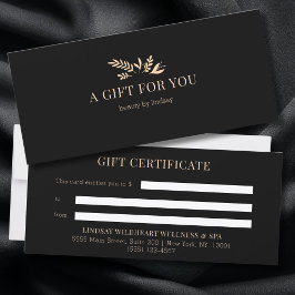 Minimal Black Botanical Business Gift Certificates