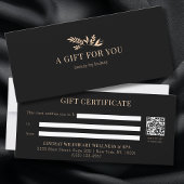 Minimal Black Botanical QR Code Gift Certificates