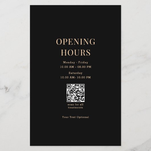 Minimal Black Botanical Salon QR Code Price List Flyer (Achterkant)