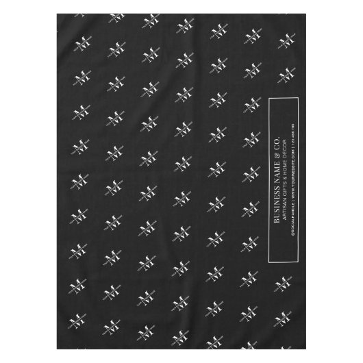 Minimal Black Business Initials Monogram Branded Tafelkleed (Voorkant)
