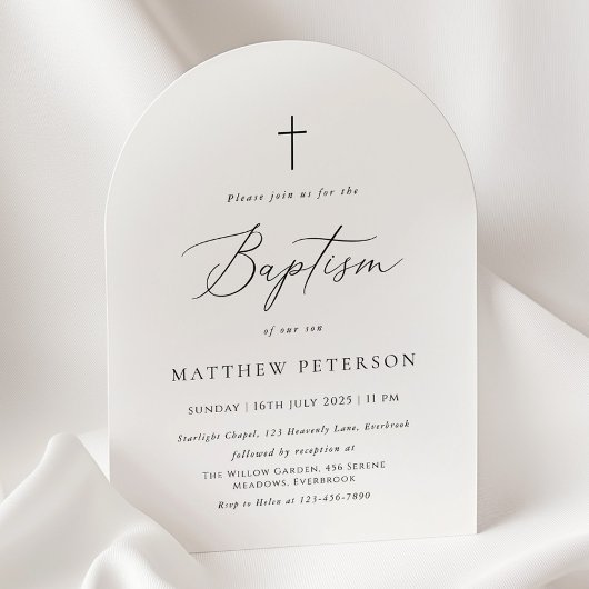 Minimal Black Calligraphy Baptism Kaart