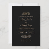 Minimal Black Classic Gold Script Moslim bruiloft Kaart (Voorkant)