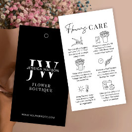 Minimal Black Cut Flowers Care Bloemist Hang Label Visitekaartje