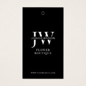 Minimal Black Cut Flowers Care Bloemist Hang Label Visitekaartje (Voorkant)