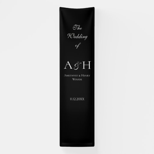 Minimal Black Fabric Wedding Welcome Banner (Verticaal)