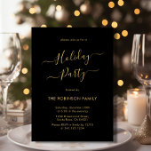 Minimal Black Gold Calligraphy Holiday Party Kaart