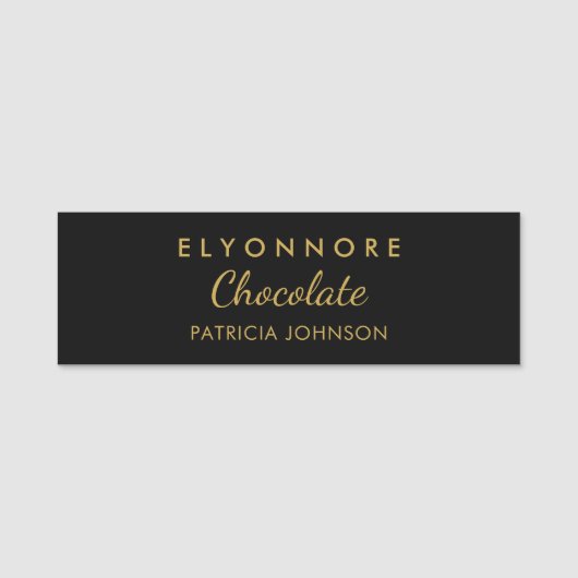 Minimal Black Gold Custom Staff Naamplaatje (Voorkant)