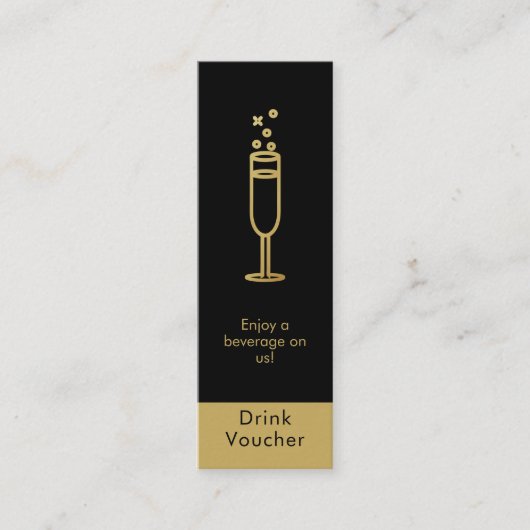 Minimal Black Gold Event Logo Gratis Drink Voucher Mini Visitekaartje (Voorkant)
