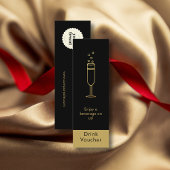 Minimal Black Gold Event Logo Gratis Drink Voucher Mini Visitekaartje