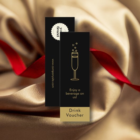Minimal Black Gold Event Logo Gratis Drink Voucher Mini Visitekaartje