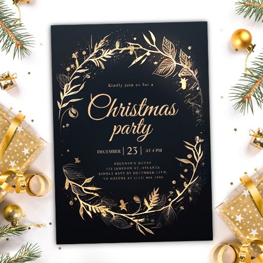 Minimal Black Gold Holiday Elegant Kerstfeest Kaart
