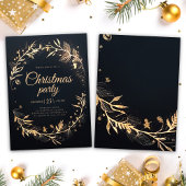 Minimal Black Gold Holiday Elegant Kerstfeest Kaart