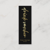 Minimal Black Gold Script Event Drink Voucher Kaar Klantenkaartje (Voorkant)