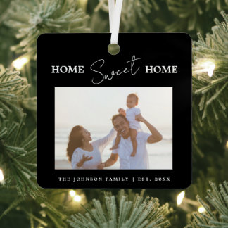 Minimal Black Home Sweet Home Photo Metalen Ornament