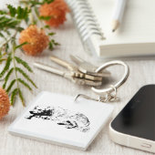 Minimal Black Ink Dog Keychain For Strong Calm Day (Voorkant Rechts)