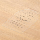 Minimal Black Line Art Wedding Arch Acryl Uitnodigingen (Laagn)