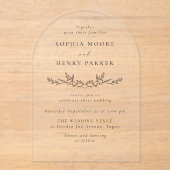 Minimal Black Line Art Wedding Arch Acryl Uitnodigingen (Voorkant)