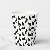Minimal Black Rabbit Pattern Modern Happy Easter Papieren Bekers (Achterkant)