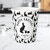 Minimal Black Rabbit Pattern Modern Happy Easter Papieren Bekers