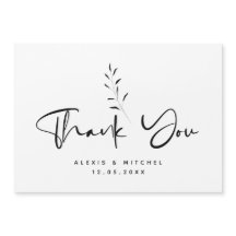 Minimal Black Script Botanische bedankkaart