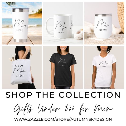 Minimal Black Script Established Mom T-Shirt