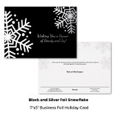 Minimal Black Silver Winter Snowflake Business Folie Feestdagenkaart