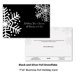 Minimal Black Silver Winter Snowflake Business Folie Feestdagenkaart