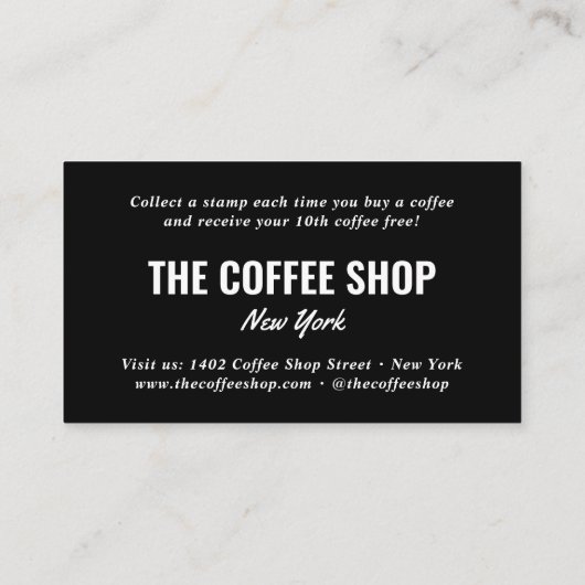 Minimal black simple uw logo coffeeshop loyaliteit klantenkaartje (Achterkant)