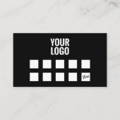 Minimal black simple uw logo coffeeshop loyaliteit klantenkaartje (Voorkant)