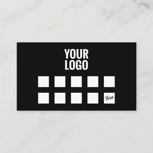 Minimal black simple uw logo coffeeshop loyaliteit klantenkaartje (Voorkant)