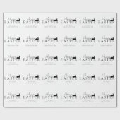 Minimal Black Typography With Bunny Happy Easter Cadeaupapier (Vlak)