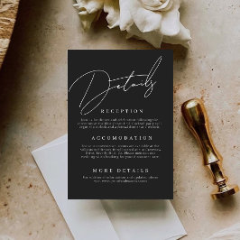Minimal Black Wedding Details Enclosure Card Informatiekaartje