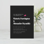 Minimal Black Wedding Typography Invitation Kaart (Staand voorkant)