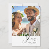 Minimal black & White 2 Photo Wedding Thank You Bedankkaart (Voorkant)