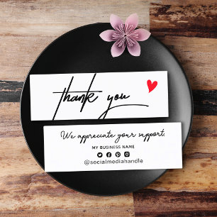 Minimal Black & White Bedankt voor het winkelen kl Contactkaartje