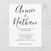Minimal Black White Calligraphy Wedding Invitation Feestdagenkaart (Voorkant)