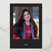 Minimal Black & White Gold Pet Afstudeerder Aankon Folie Uitnodiging (Achterkant)