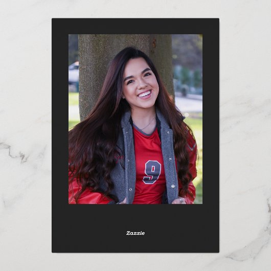 Minimal Black & White Gold Pet Afstudeerder Aankon Folie Uitnodiging (Achterkant)