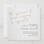 Minimal Black & White Gold Script Photo Wedding Kaart (Voorkant)