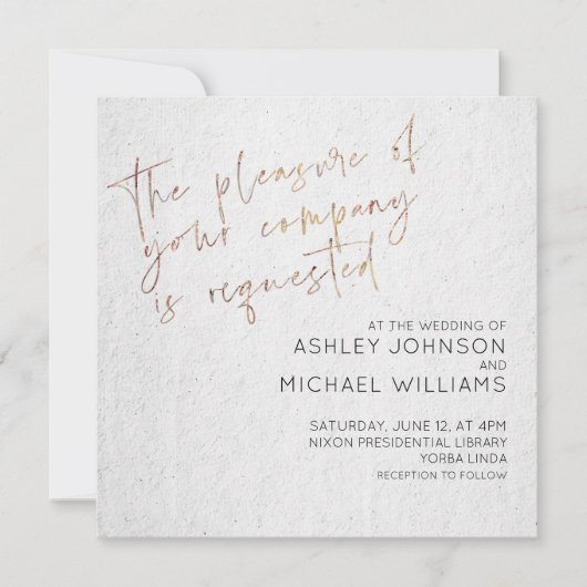 Minimal Black & White Gold Script Photo Wedding Kaart (Voorkant)