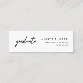 Minimal Black & White Graduation Name Card Insert Mini Visitekaartje