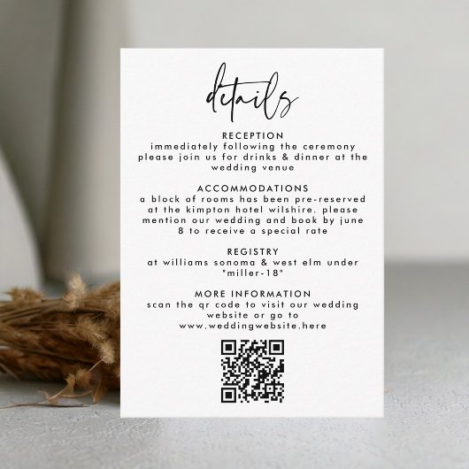 Minimal Black White Handwritten Script Wedding Informatiekaartje
